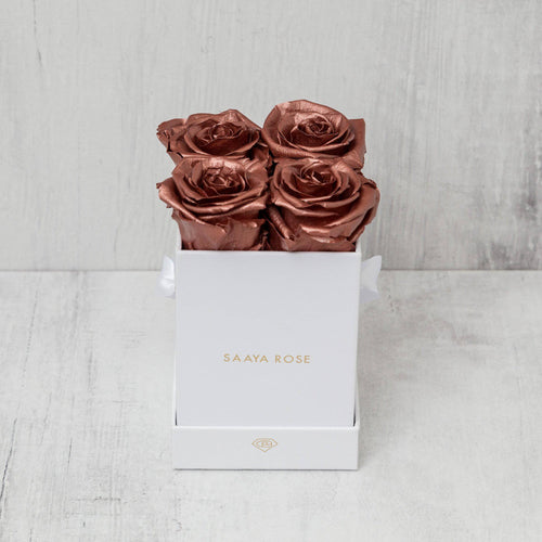 4 White Box (Rose Gold Roses)