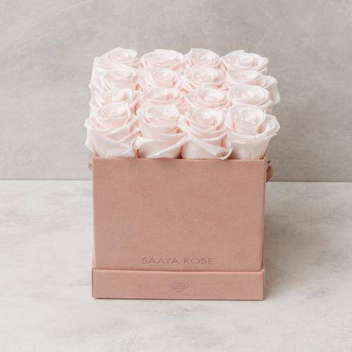 16 Light Pink Roses (Pink Suede Box)