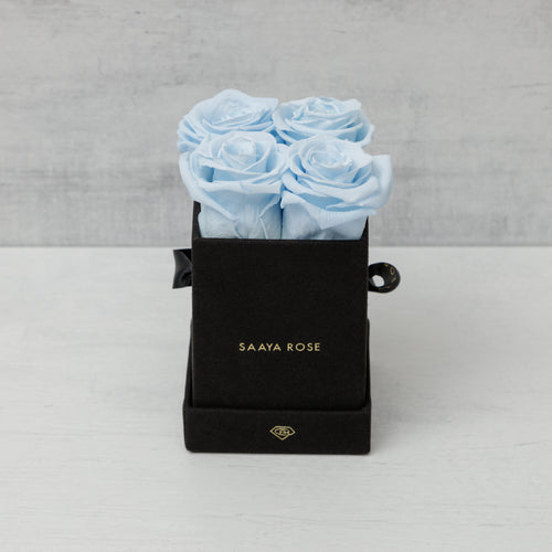 4 Black Suede Box (Sky Blue Roses)