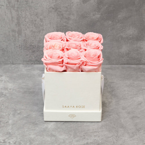 9 Blush Pink Roses (Ivory Suede Box)