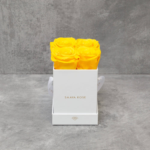 4 Yellow Roses (White Box)