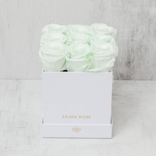 9 White Box (Mint Green Roses)