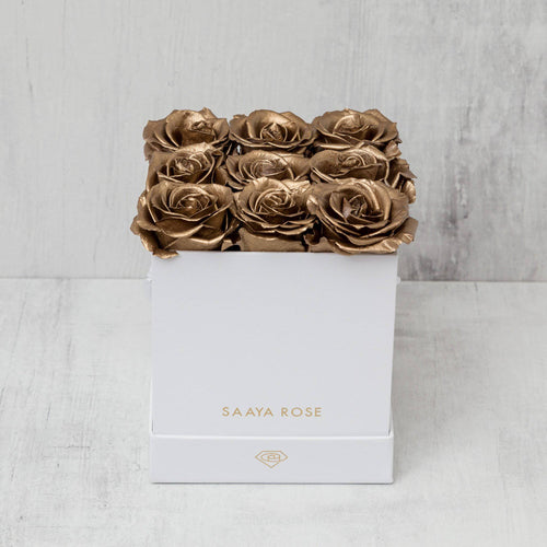 9 White Box (Gold Roses)