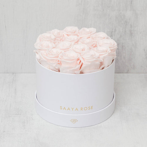 Small Round White Box (Light Pink Roses)
