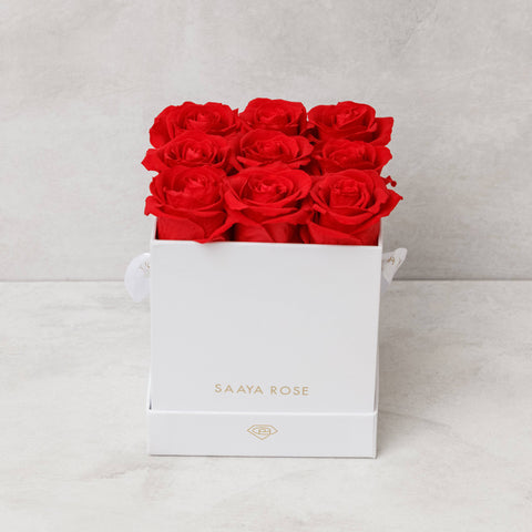 White & Red Preserved Roses In A Red Velvet Box With A Satin Bra & Brief  Set