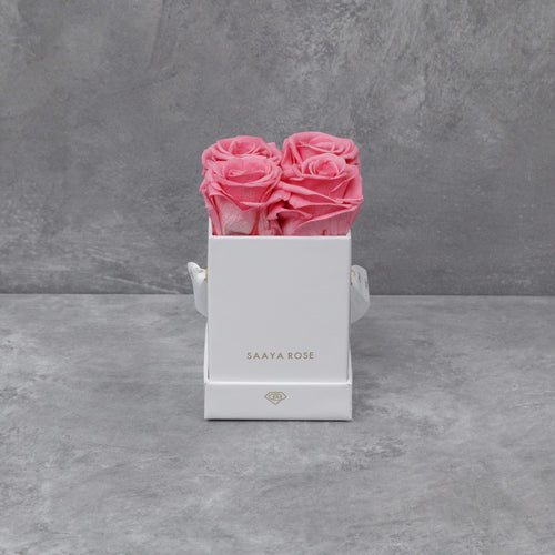 4 Deep Pink Roses (White Box)