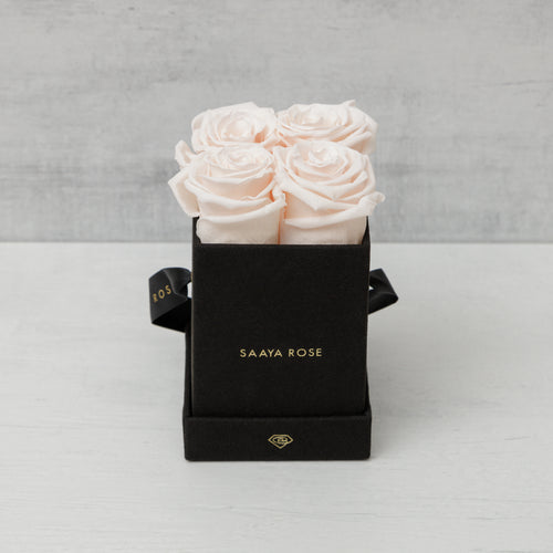 4 Light Pink Roses (Black Suede Box)
